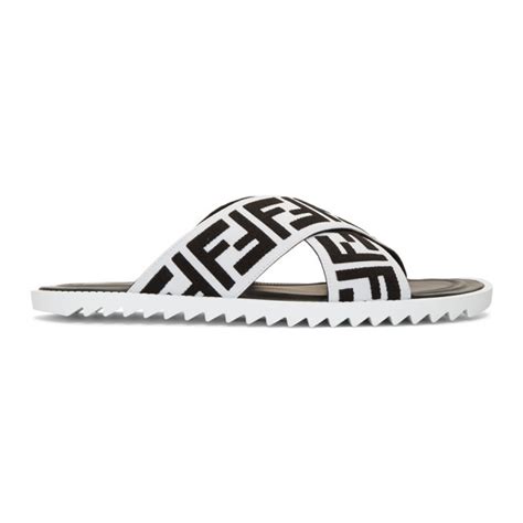 fendi black and white slides